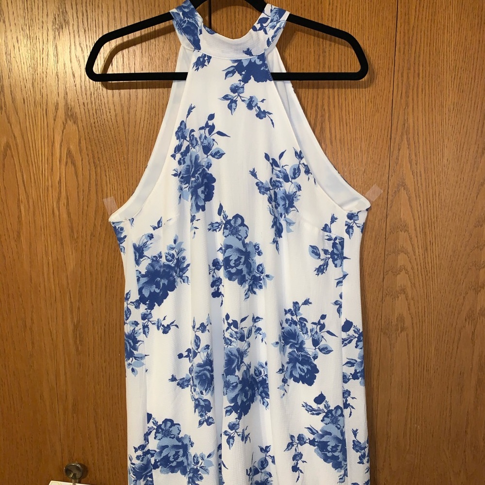 White Dress with Blue Flowers
